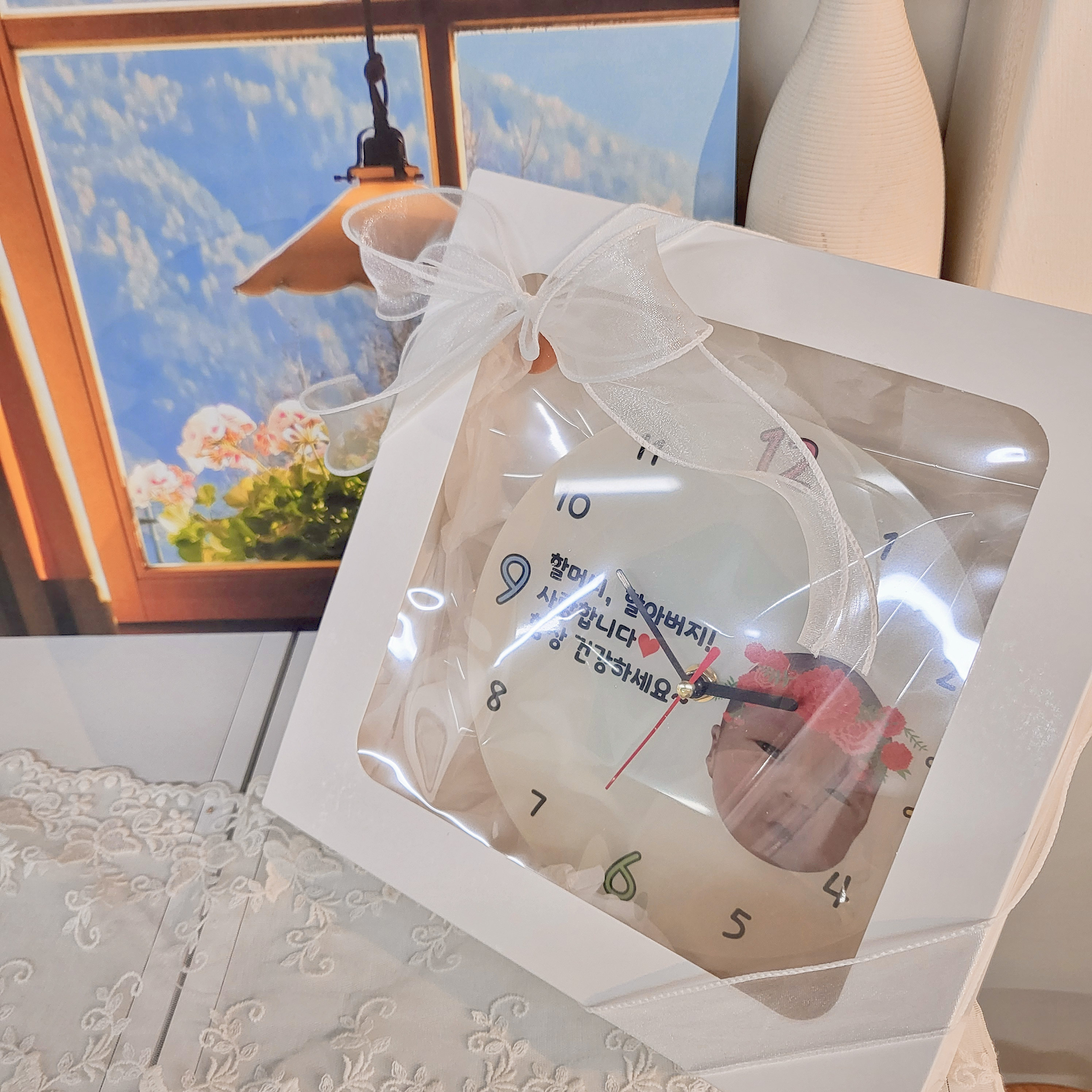 카네이션 화관 포토시계