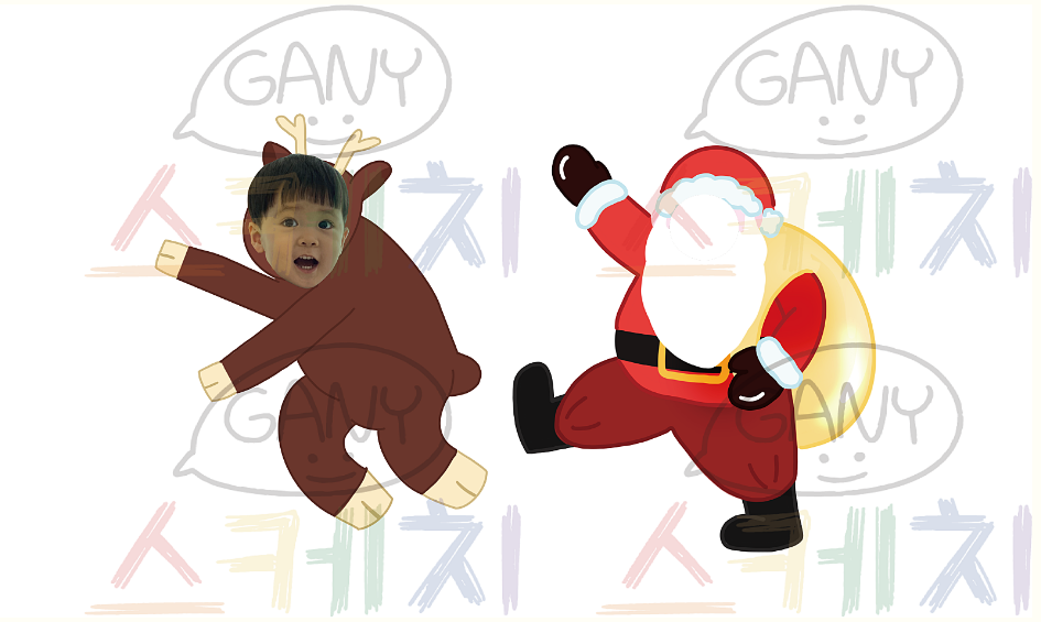 산타 얼굴, 루돌프 합성